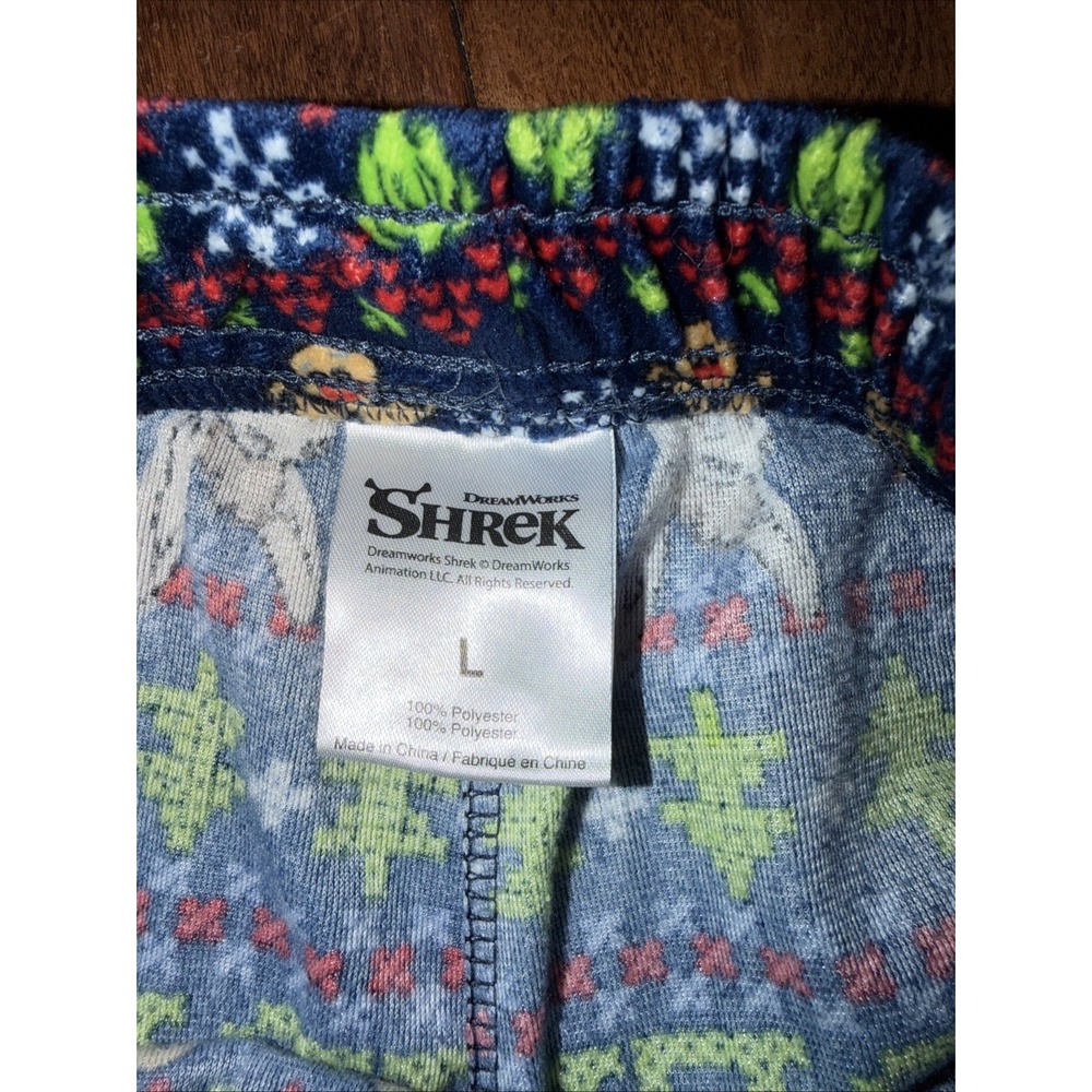 Shrek Christmas Pijamas Blue Brushed Pants Only Shrek, Donkey & Gingy Size Large - Picture 3 of 4